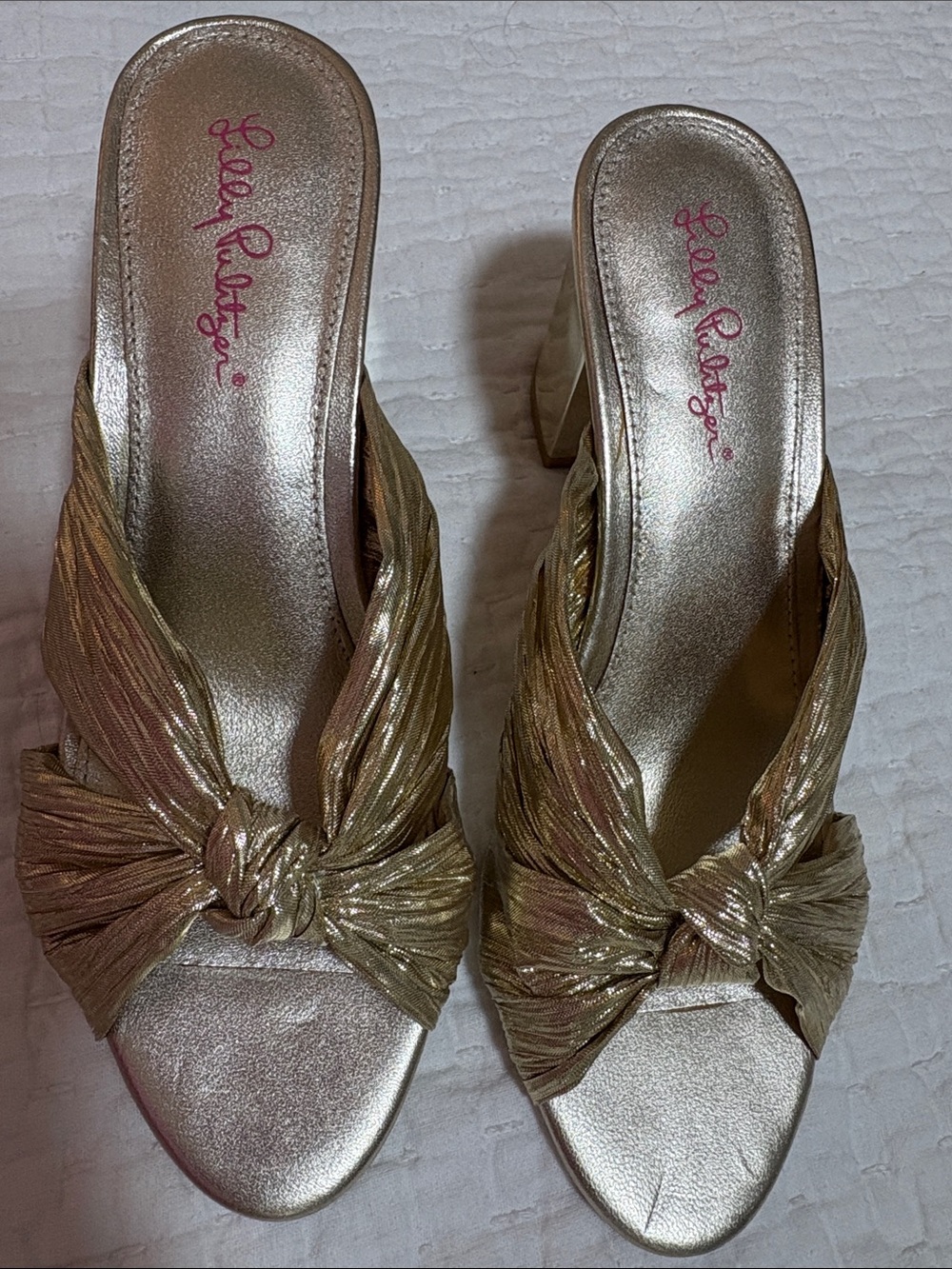 Lilly Pulitzer Metallic Gold Knot Mules